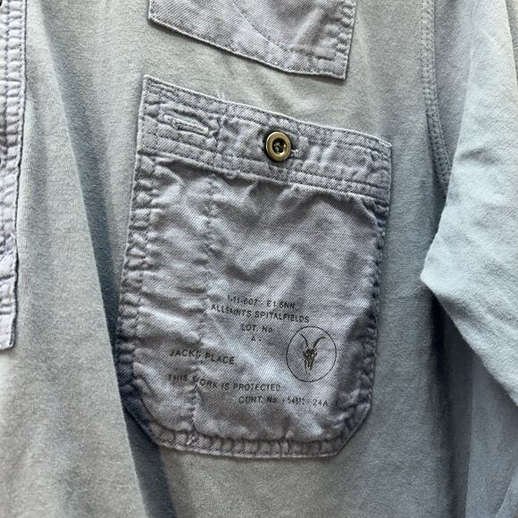 AllSaints Spitalfields Jacks Place Utility Polo Shirt Size S Pockets Henley - Picture 2 of 9